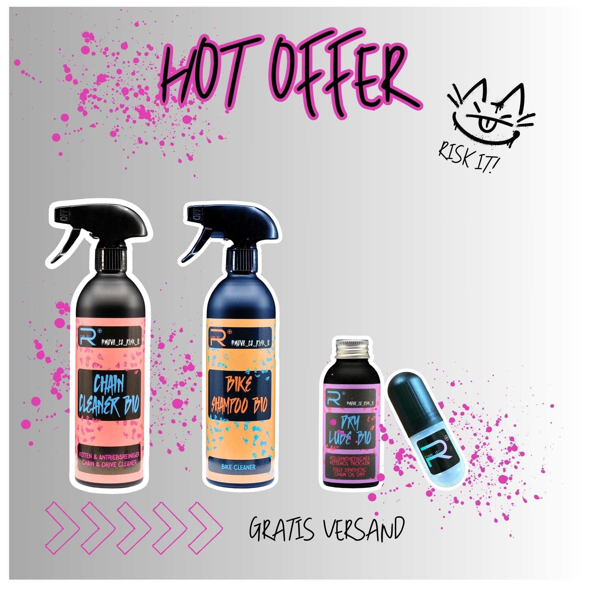BIKE REINIGER SET + DRY KETTENÖL - RISK iT! BIKE CARE