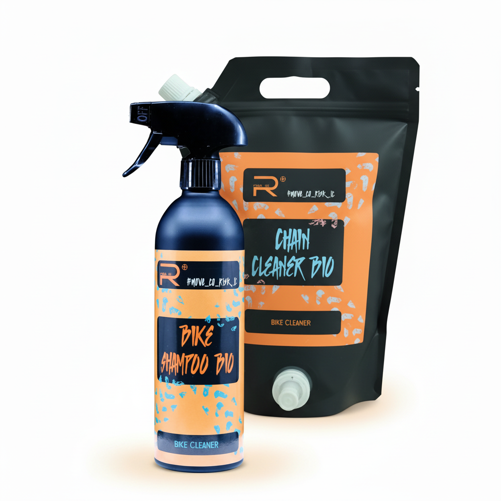 Bike SHAMPOO-BIO Bundle mit 5-Liter-Beutel und 500-ml-Flasche auf hellem Hintergrund